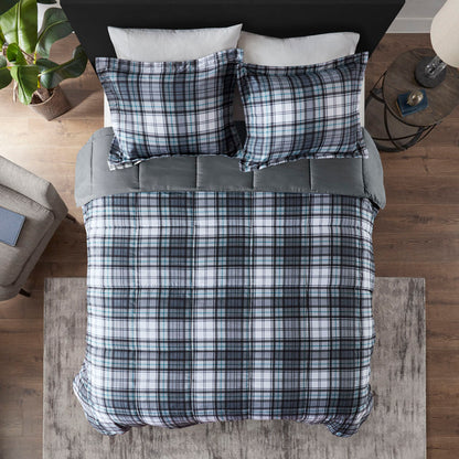 Parkston 3M Scotchgard Down Alternative All Season Comforter Set - Plaid Grey