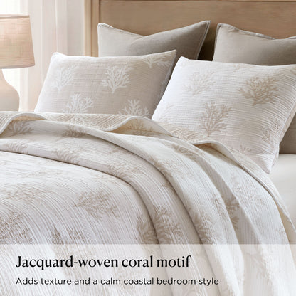 Mia Coral 3 Piece Quilt Mini Set - Linen