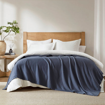 Liquid Cotton Blanket - Navy