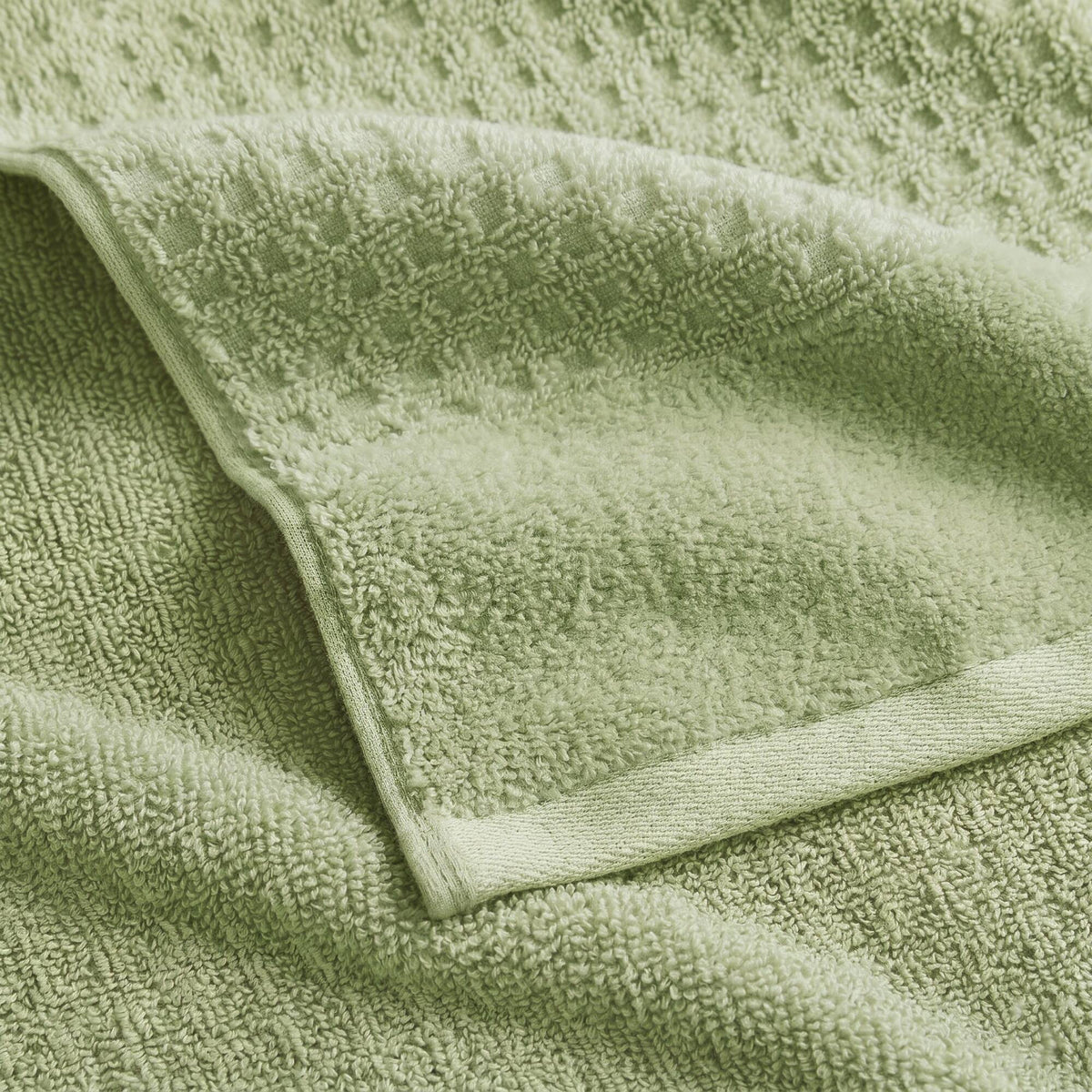 Spa Waffle Cotton Jacquard Bath Towel 6 Piece Set - Sage Green