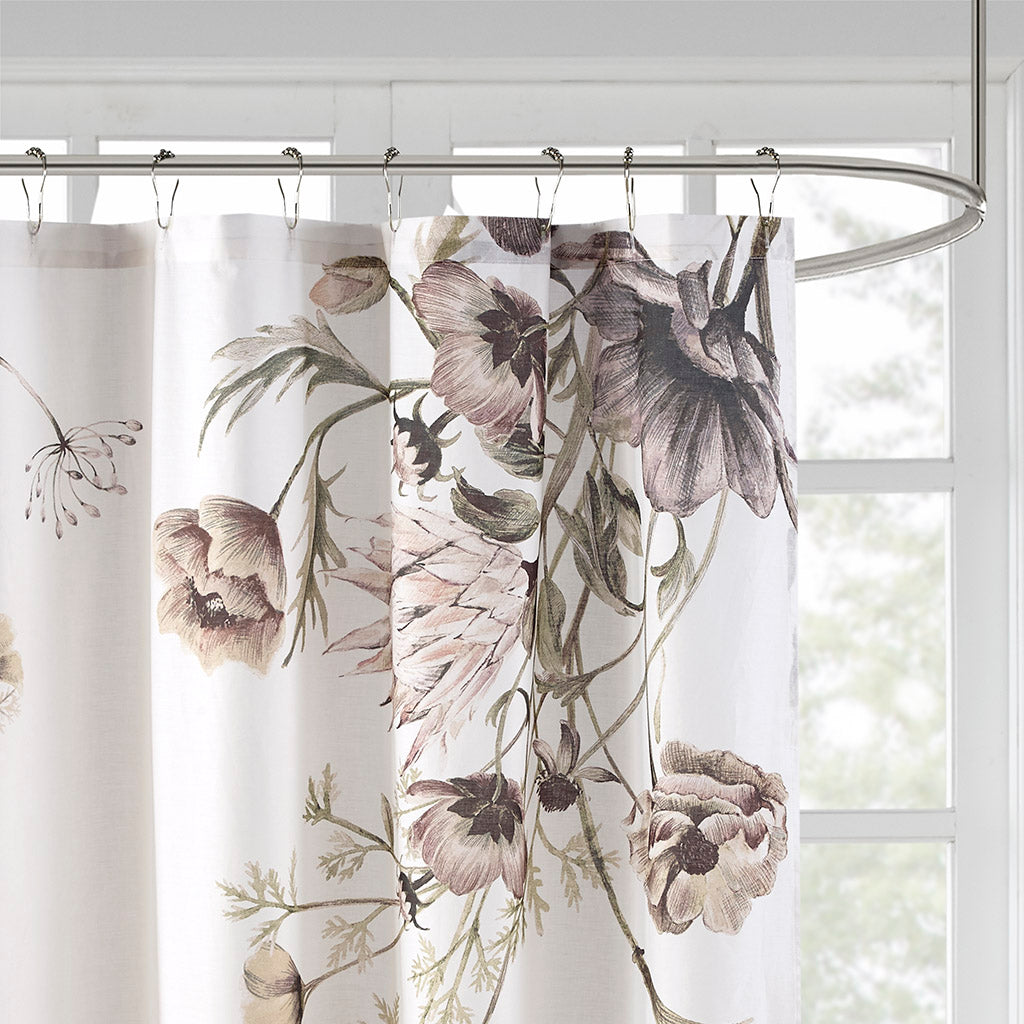 Cassandra Printed Cotton Shower Curtain - Blush