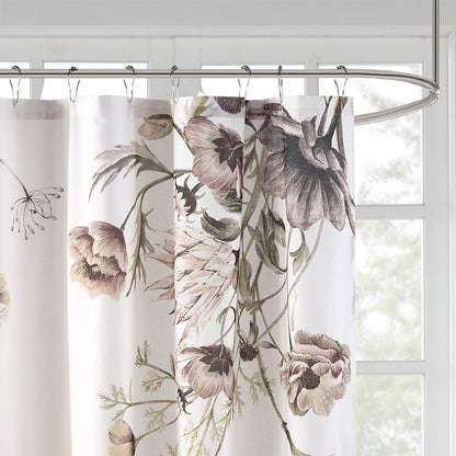 Cassandra Printed Cotton Shower Curtain - Blush