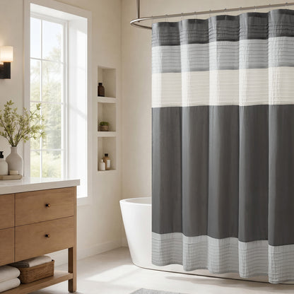 Amherst Faux Silk Shower Curtain - Grey