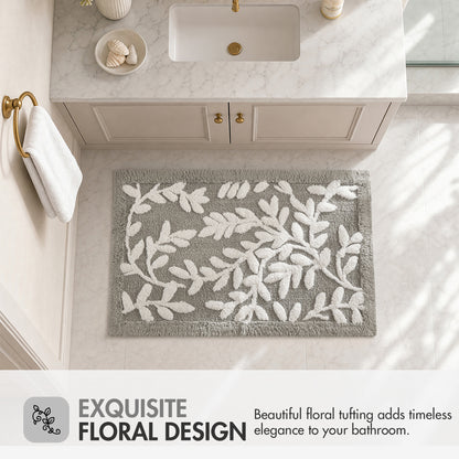 Serene Cotton Tufted Bath Rug - Grey
