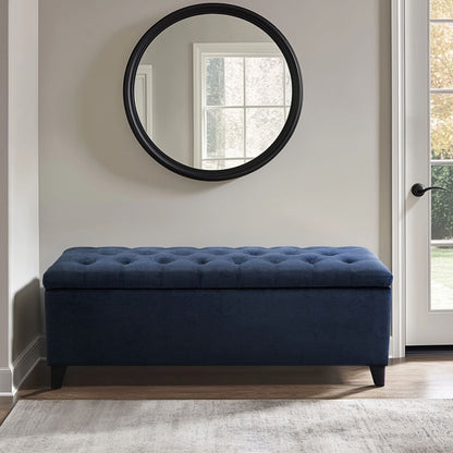 Shandra Tufted Top Upholstered Storage Bench - Navy
