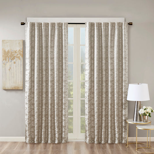 Cassius Jacquard Lined Total Blackout Rod Pocket/Back Tab Curtain Panel - Grey/Silver