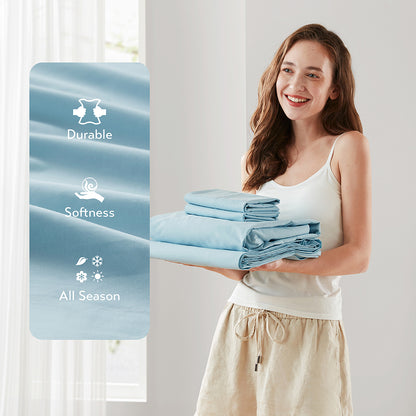 Cotton 144TC 100% Cotton Solid Sheet Set - Light Blue