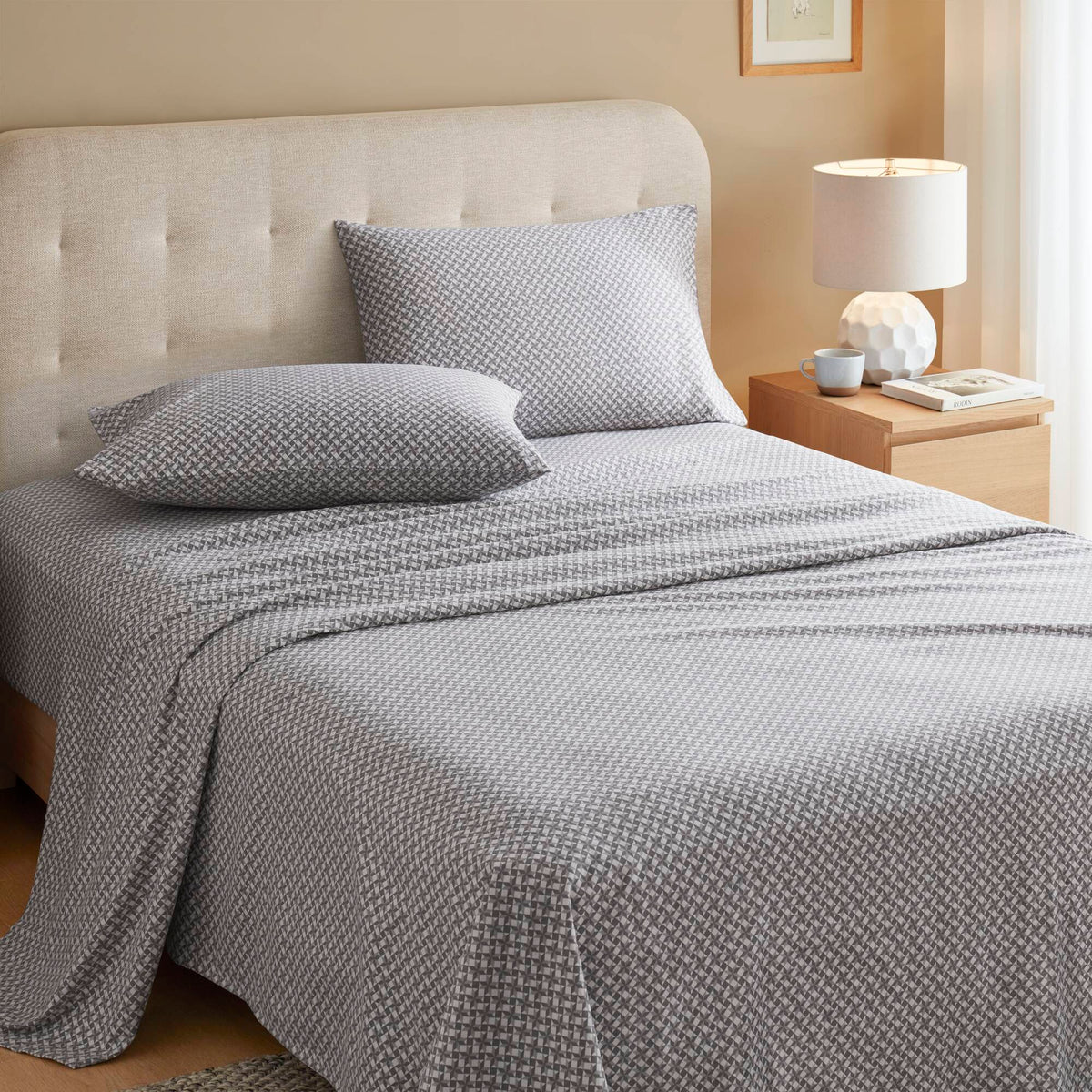 Cozy Cotton Flannel Printed Sheet Set - Snowflake