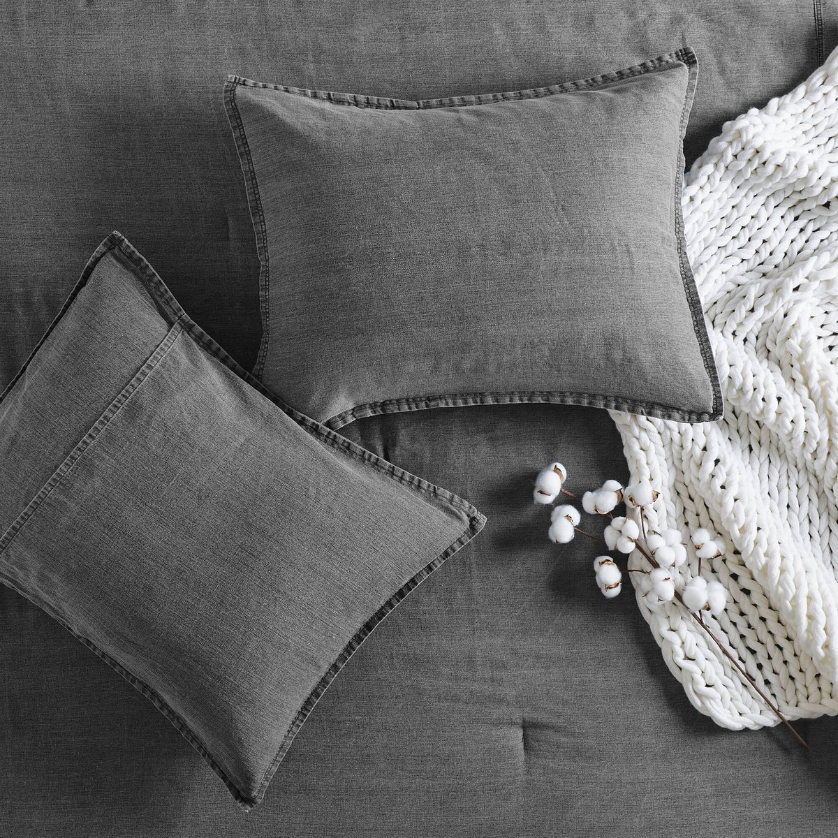 Mckenzie Cotton Twill Washed Comforter Set - Grey