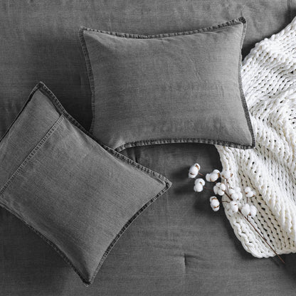Mckenzie Cotton Twill Washed Comforter Set - Grey