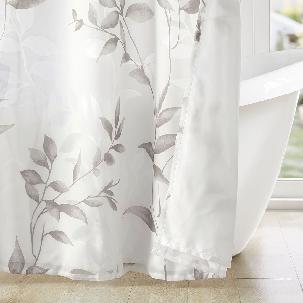 Cecily Burnout Printed Shower Curtain - Grey