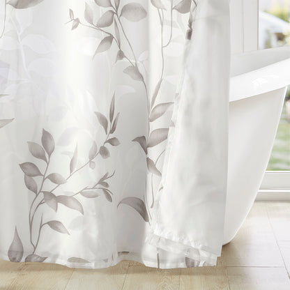 Cecily Burnout Printed Shower Curtain - Grey