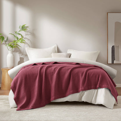 Waffle Weave Cotton Blanket - Rose