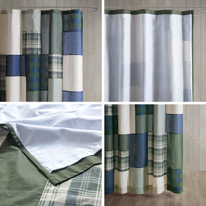 Mill Creek Pieced Cotton Shower Curtain - Green