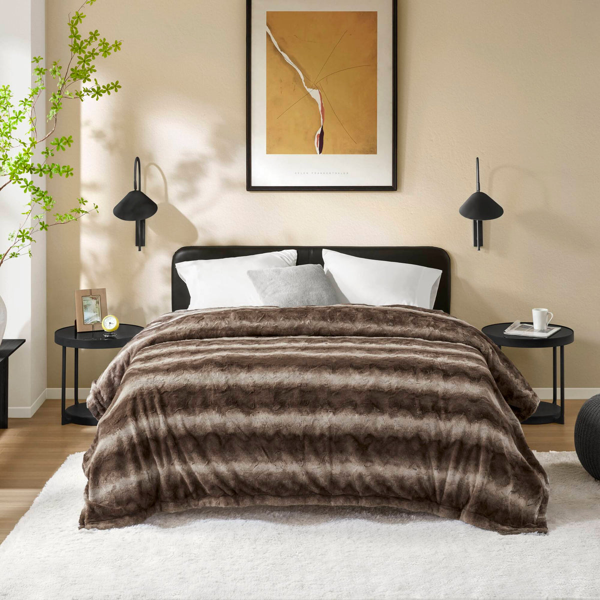 Zuri Faux Fur Blanket - Brown