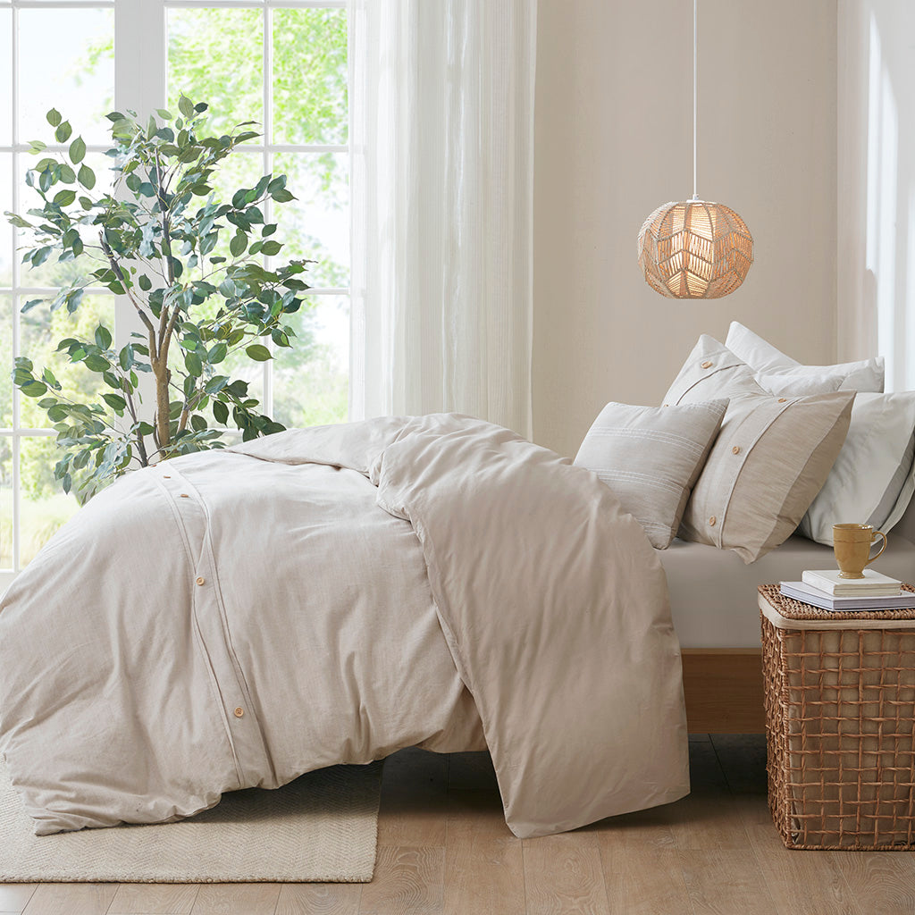 Dover 5 PC Organic Cotton Oversized Comforter Cover Set w/removable insert - Natural