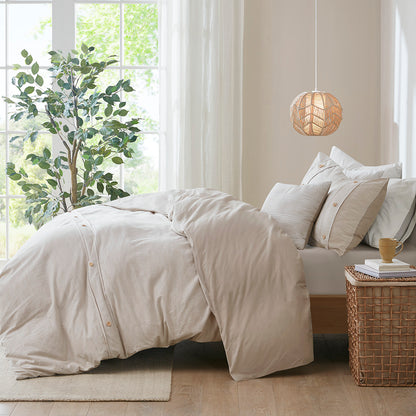 Dover 5 PC Organic Cotton Oversized Comforter Cover Set w/removable insert - Natural