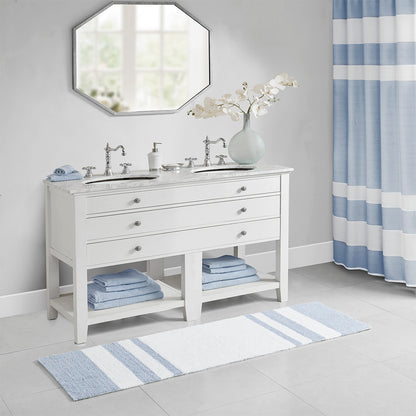 Spa Cotton Reversible Bath Rug - Blue