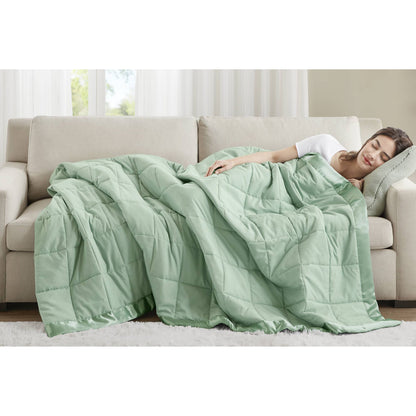 Windom Lightweight Down Alternative Blanket with Satin Trim - Seafoam