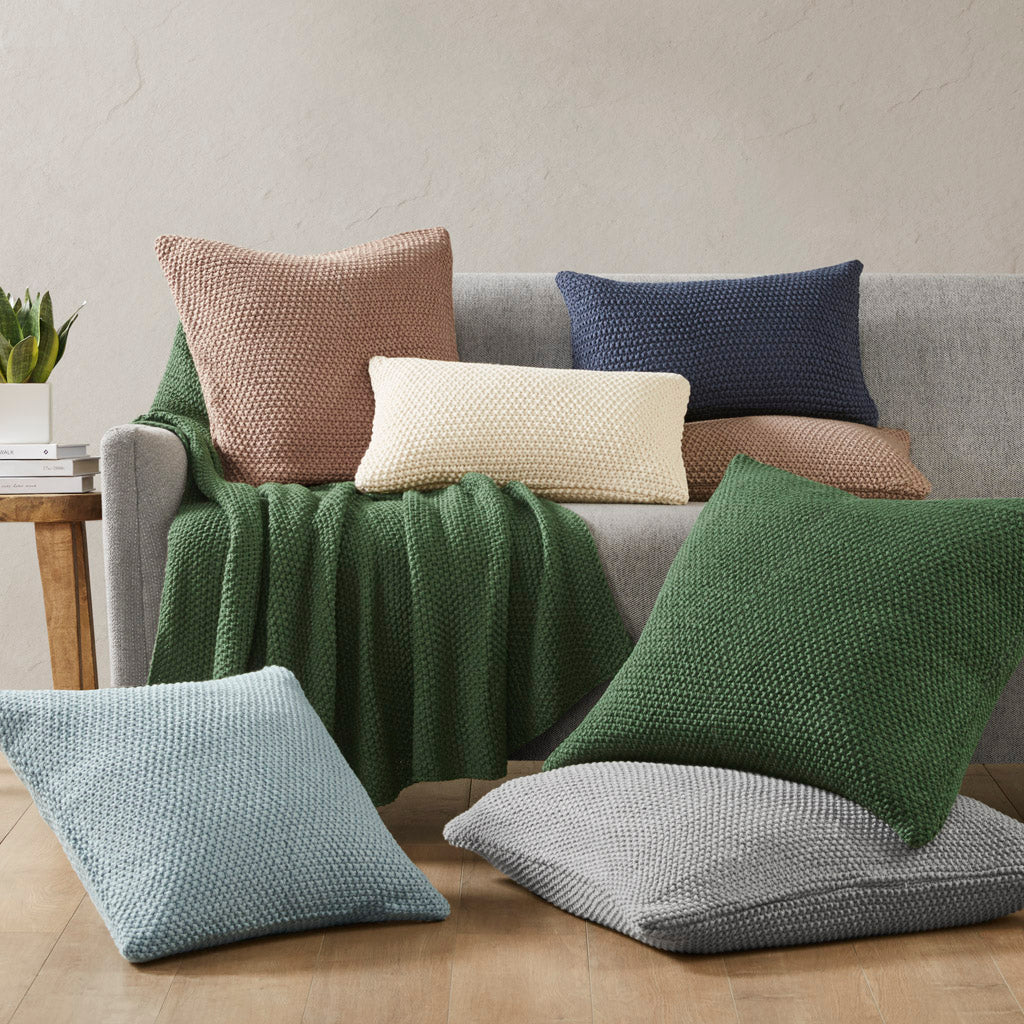 Bree Knit Square Pillow Cover - Grey