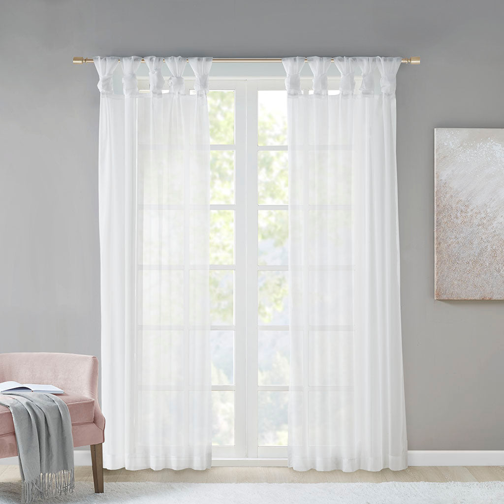 Ceres Twist Tab Voile Sheer Window Pair - White