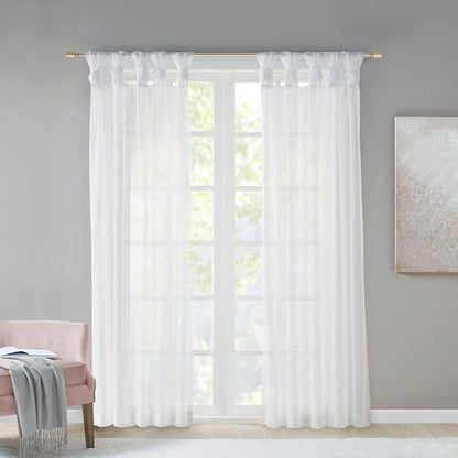 Ceres Twist Tab Voile Sheer Window Pair - White