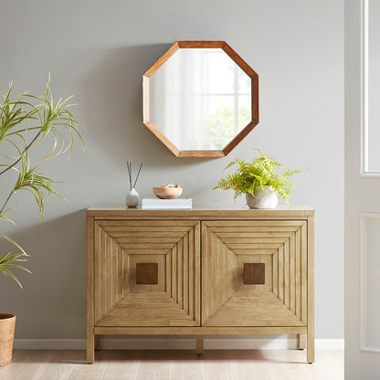 Paige Geometric 2-Door Storage Cabinet with Adjustable Shelves - Natural