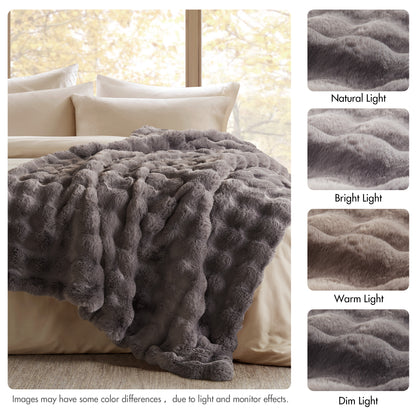 Vivienne Faux Fur Throw - Bubble Charcoal