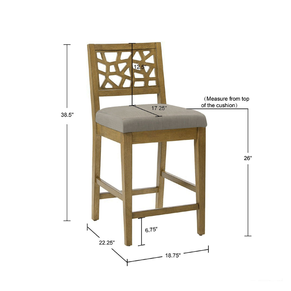 Crackle Counter Stool - Light Grey