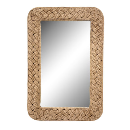 26X30 Handwoven Braided Jute Wall Mirror  Maevel Driftwood - Natural