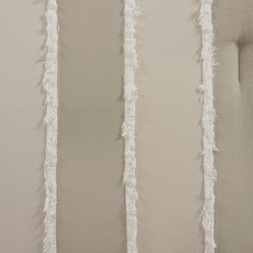 Shay 3 Piece Striped Cotton Comforter Set - Taupe
