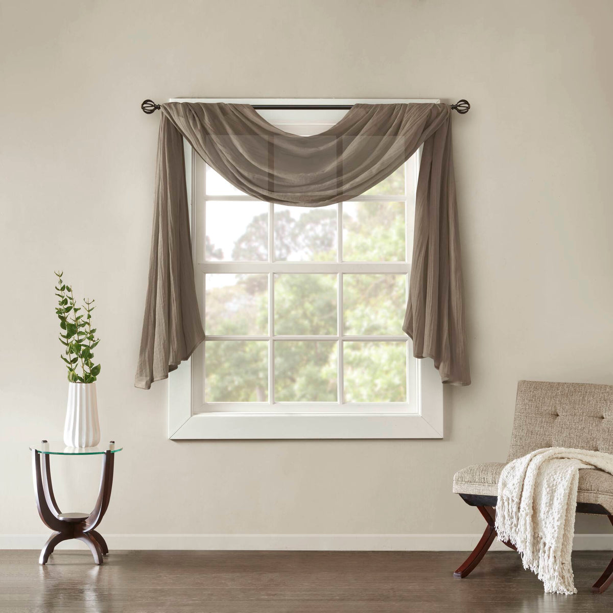 Harper Solid Crushed Scarf Sheer - Taupe