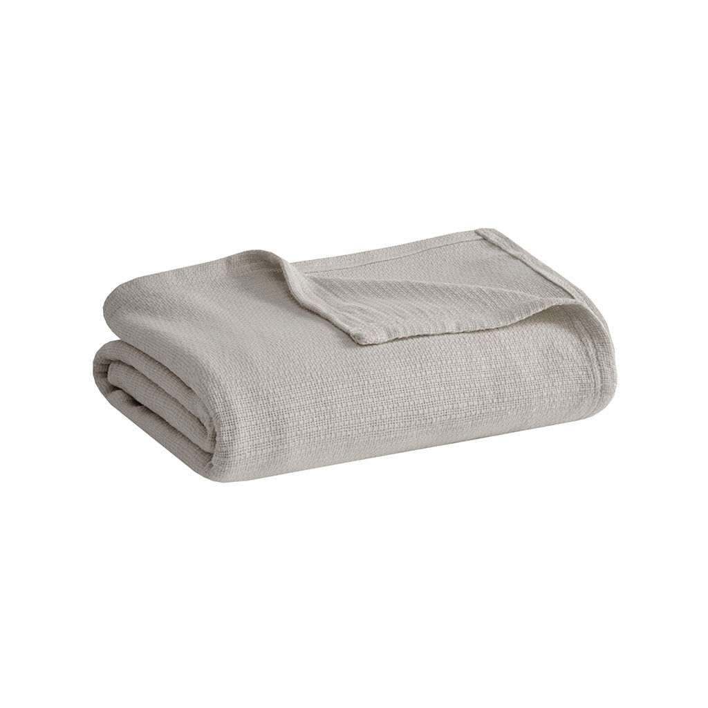 Freshspun Basketweave Cotton Blanket - Grey