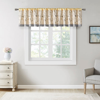 Serene Embroidered Window Valance - Yellow