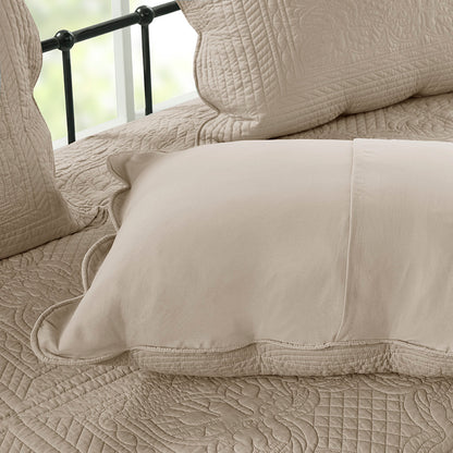 Tuscany 6 Piece Reversible Scalloped Edge Daybed Cover Set - Khaki