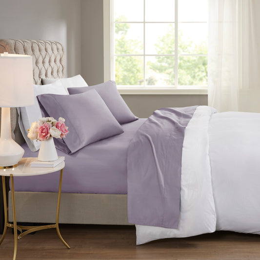 600 Thread Count Cooling Cotton Blend 4 PC Sheet Set - Purple