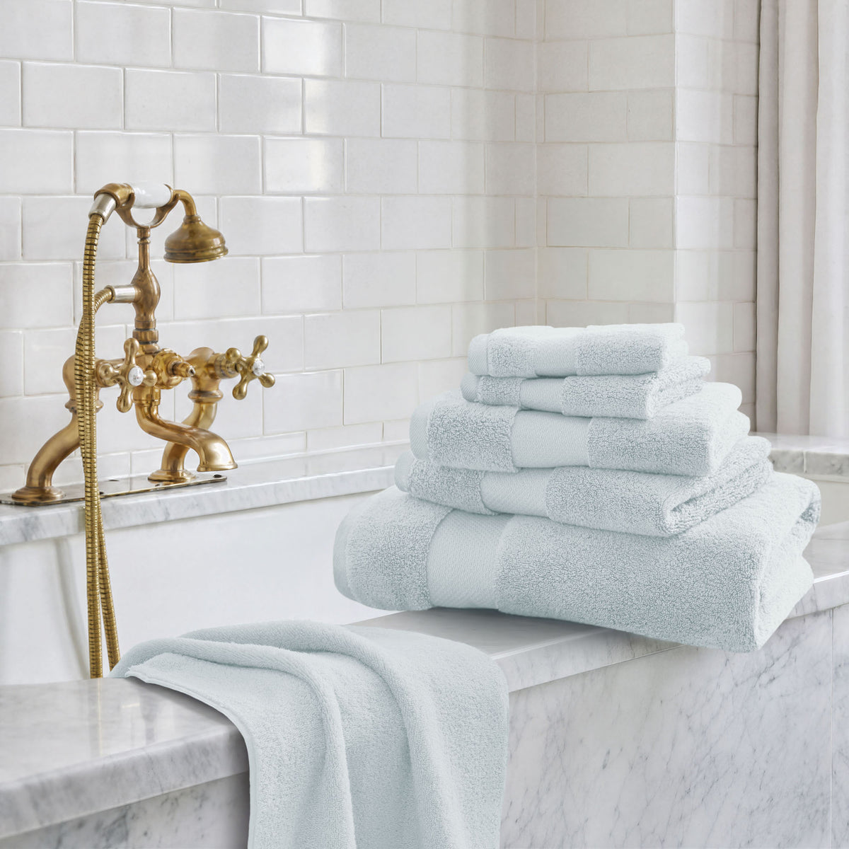 Turkish Cotton 6 Piece Bath Towel Set - Light Blue