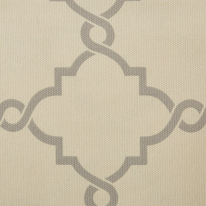 Saratoga Fretwork Print Grommet Top Window Valance - Beige/Grey