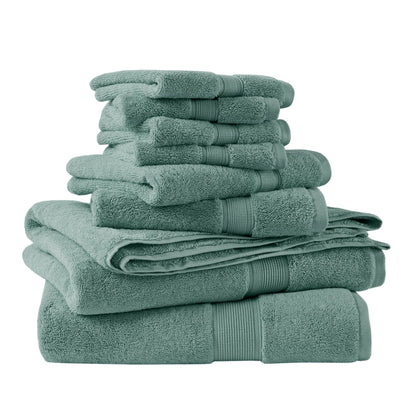800GSM 100% Cotton 8 Piece Towel Set - Dusty Green