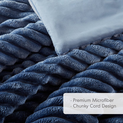Avril Fluffy Ribbed Plush Comforter Set - Blue Ombre
