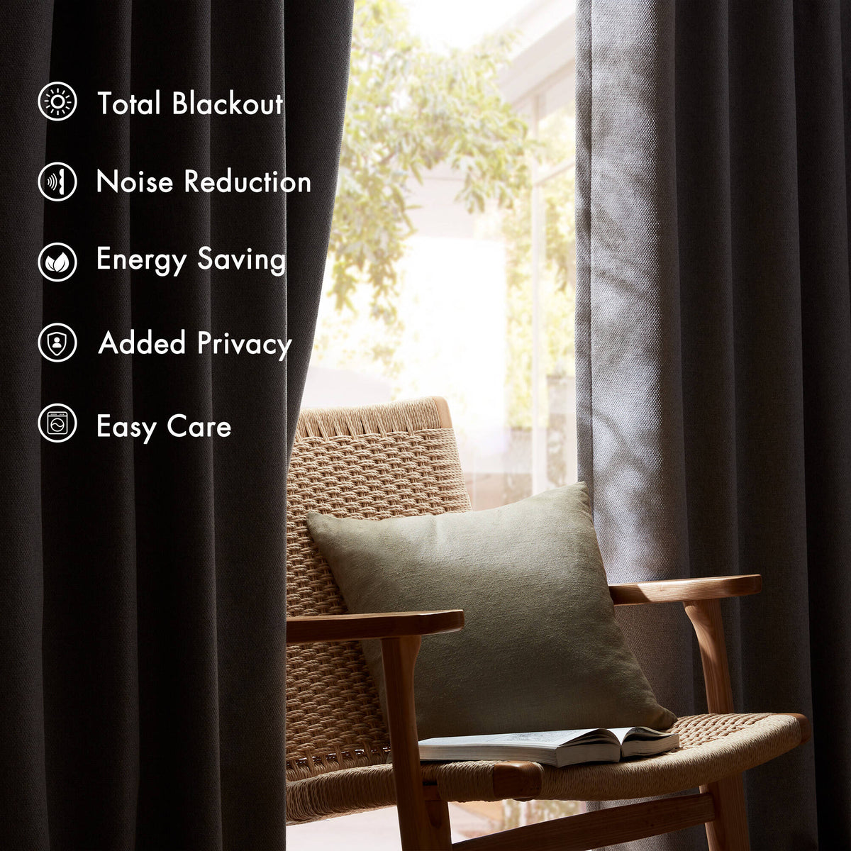 Karien Sound blocking/Total blackout curtain panel pair - Grey