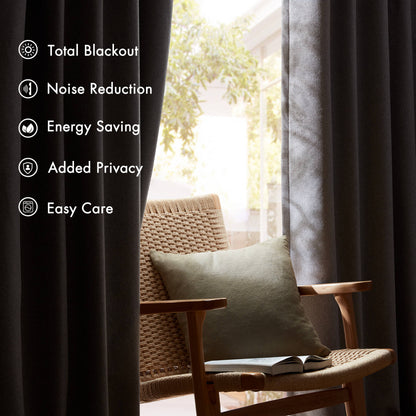 Karien Sound blocking/Total blackout curtain panel pair - Grey