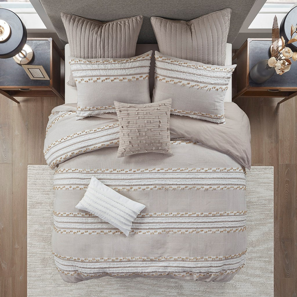 Lennon Organic Cotton Jacquard Duvet Cover Set