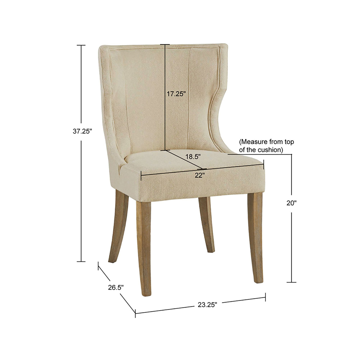 Carson Upholstered Wingback Dining Chair - Cream