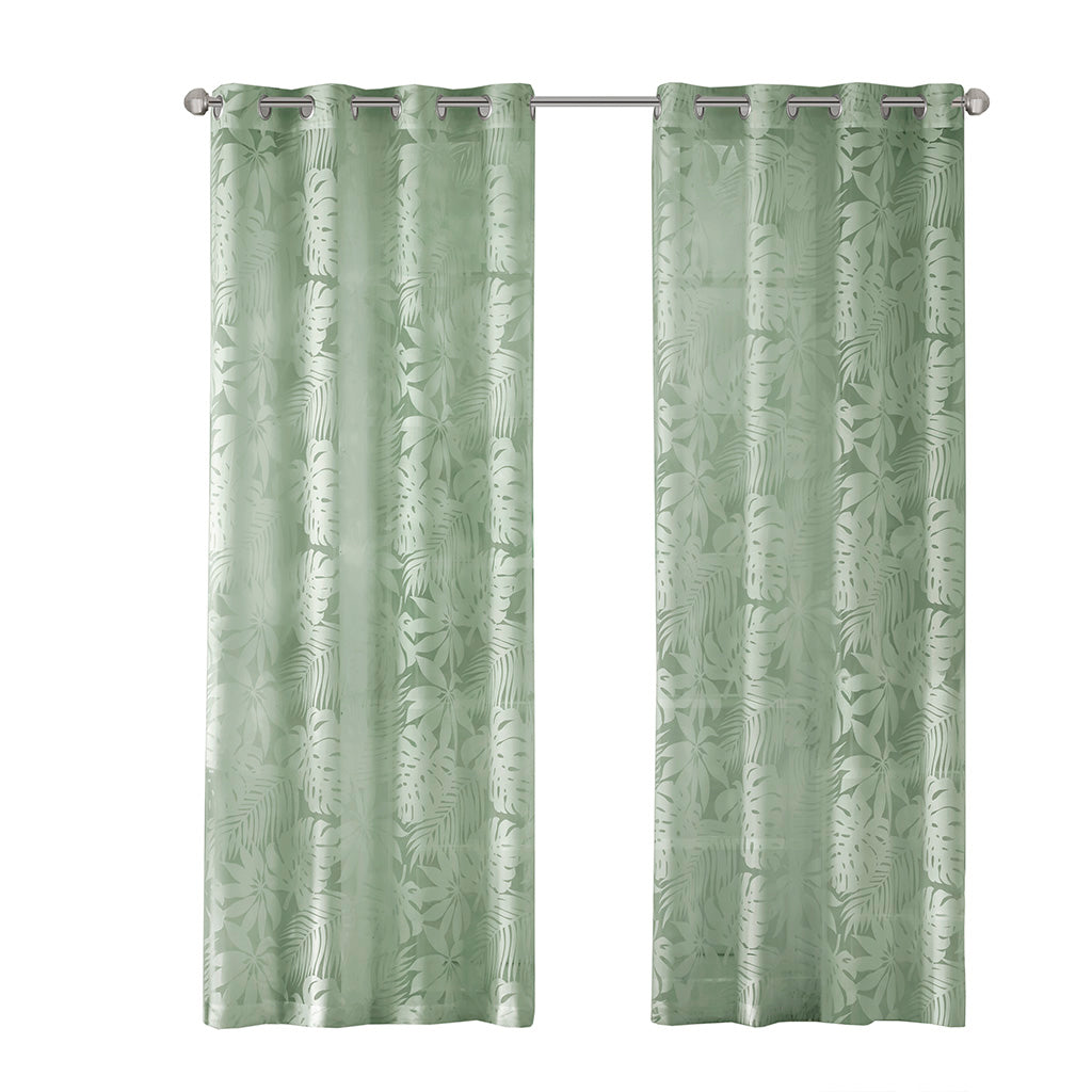 Leilani Palm Leaf Burnout Window Sheer - Sage Green