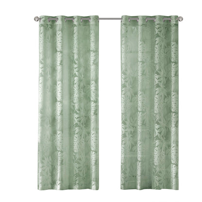 Leilani Palm Leaf Burnout Window Sheer - Sage Green