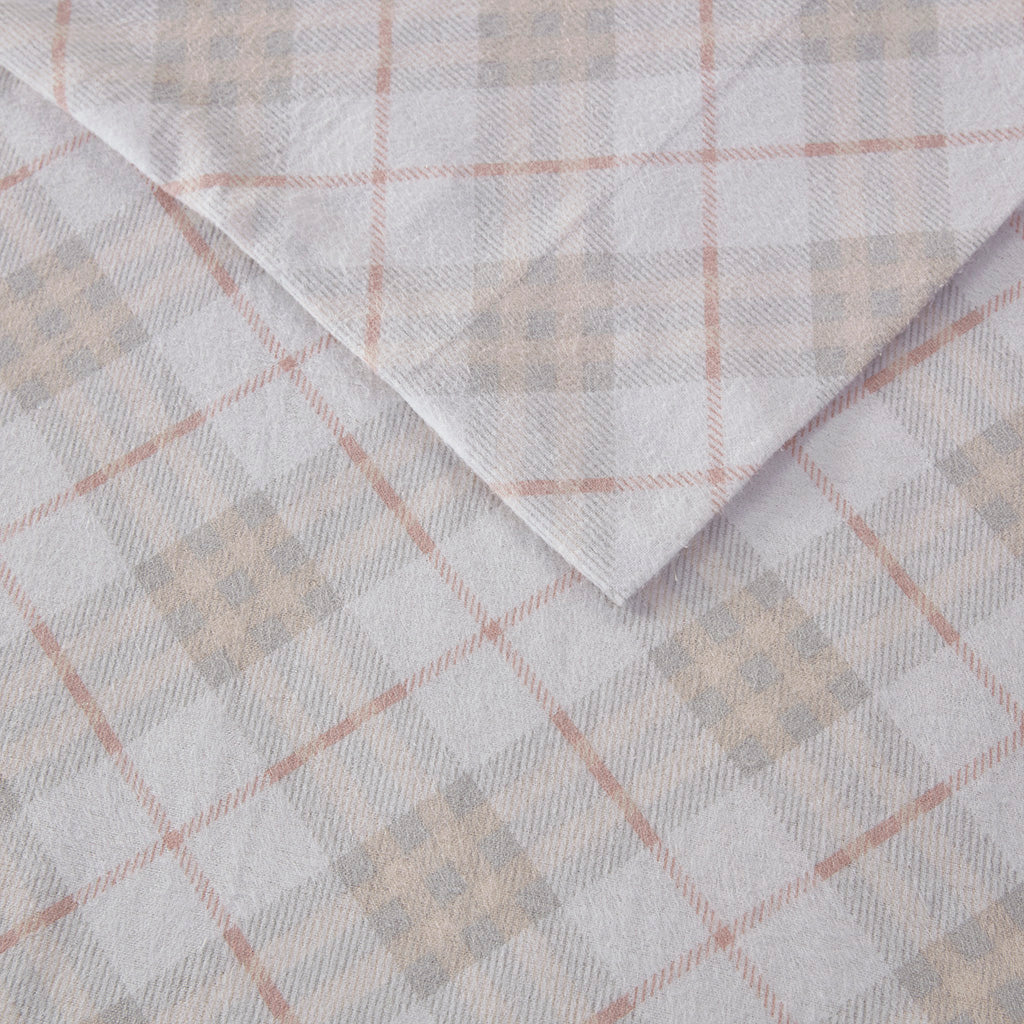 Cozy Cotton Flannel Printed Sheet Set - Pink Plaid