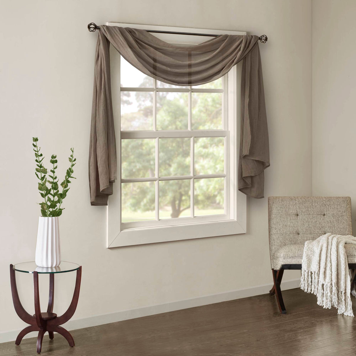 Harper Solid Crushed Scarf Sheer - Taupe