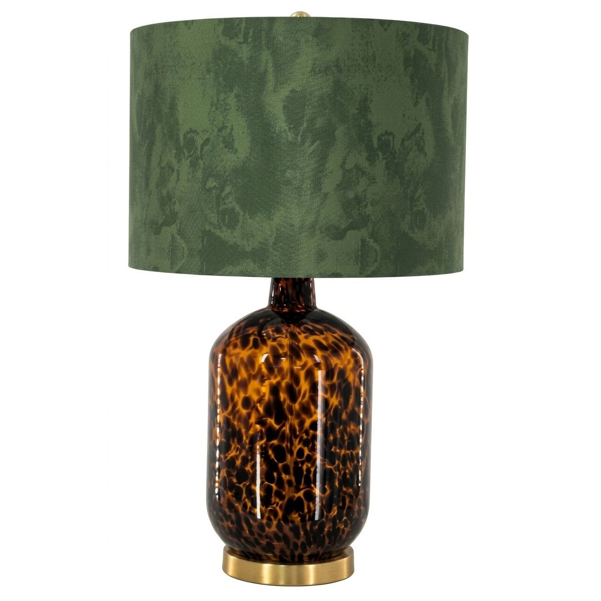 Roux Leopard Pattern Glass Table Lamp - Leopard Print/ Green