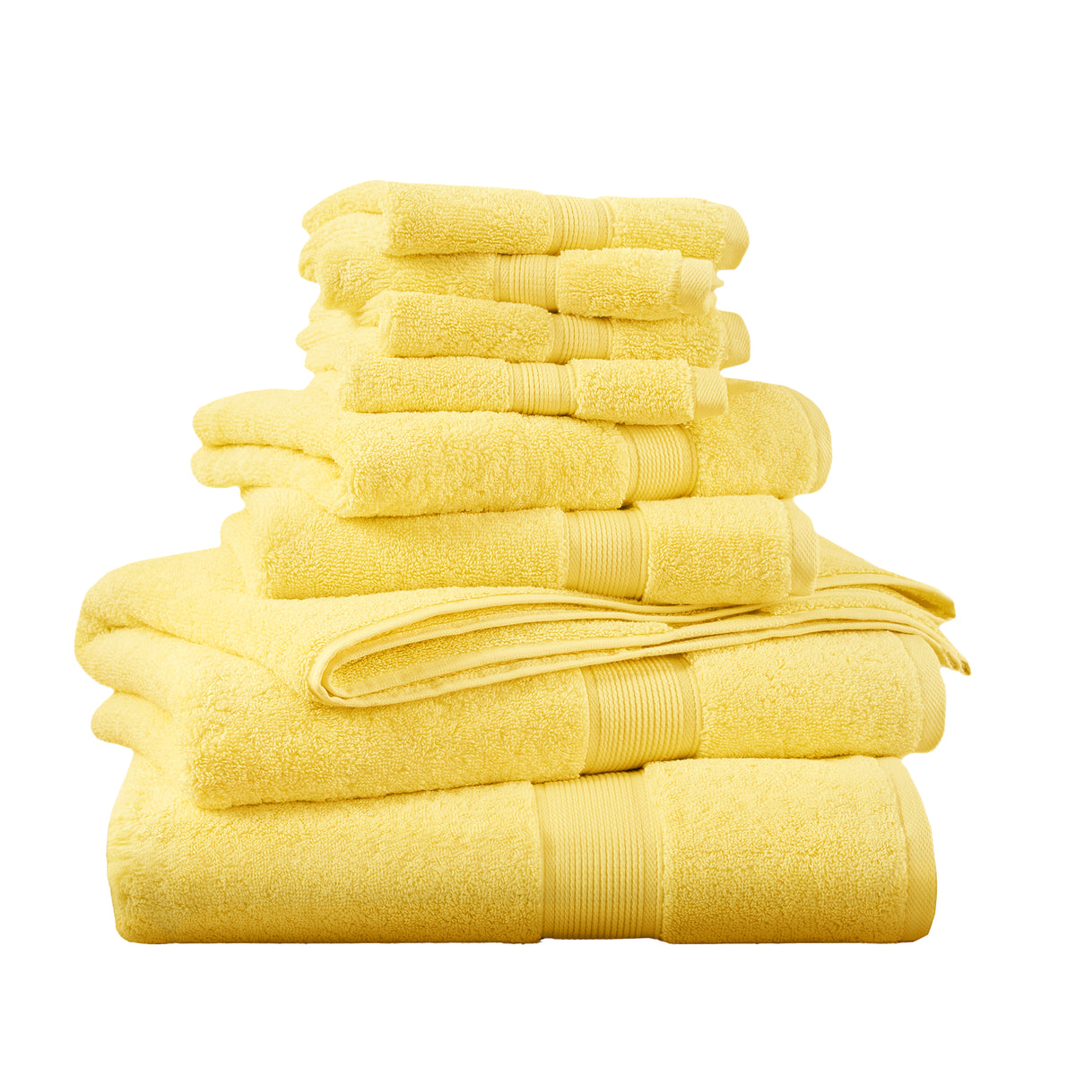 800GSM 100% Cotton 8 Piece Towel Set - Marigold Yellow